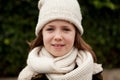 Pretty girl with wool hat in a park Royalty Free Stock Photo