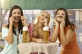 Pretty girls having fun and beer