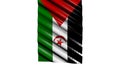 Pretty glossy flag of Western Sahara with big folds hanging from top isolated on white - any occasion flag 3d illustration