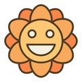 Pretty Groovy Smiling Flower vector colored icon or design element