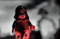 Pretty halloween photo with lego minifigure of a phantom in a cemetery