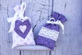 Pretty hand-sewn fabric bags with lavender flowers