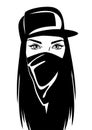 Pretty hip hop swag girl face. Vector Illustration