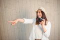 Pretty hipster using her vintage camera Royalty Free Stock Photo