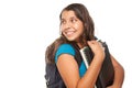 Pretty Hispanic Girl with Books and Backpack Royalty Free Stock Photo