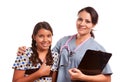 Pretty Hispanic Girl and Female Doctor Isolated Royalty Free Stock Photo