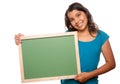 Pretty Hispanic Girl Holding Blank Chalkboard Royalty Free Stock Photo