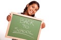 Pretty Hispanic Girl Holding Chalkboard with Back Royalty Free Stock Photo