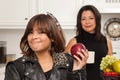 Pretty Hispanic Girl Ready for School with Mom Royalty Free Stock Photo