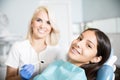 Cute happy patient in an orthodontic clinic