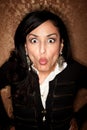 Pretty Hispanic woman making a funny face Royalty Free Stock Photo