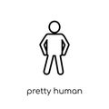 pretty human icon. Trendy modern flat linear vector pretty human