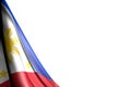 Pretty isolated image of Philippines flag hanging in corner - mockup on white with space for your text - any occasion flag 3d