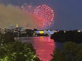 Pretty July 4th Fireworks Above the Kennedy Center Royalty Free Stock Photo