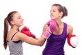 Pretty kick boxing girls fighting Royalty Free Stock Photo