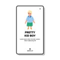 Pretty Kid Boy Walking In Park Outdoor Vector