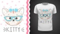 Pretty kittty idea for print t-shirt Royalty Free Stock Photo