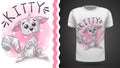 Pretty kitty - idea for print t-shirt Royalty Free Stock Photo