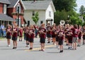 Quaint downtown area with marching bands playing music during All Things Oz Parade, Chittenango, New York, 2018