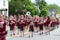 Quaint downtown area with marching bands playing music during All Things Oz Parade, Chittenango, New York, 2018