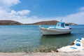 Pretty little fishing boats in the harbor of Lipsi island, Dodecanese, Greece Royalty Free Stock Photo