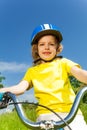 Pretty little girl on a bicycle Royalty Free Stock Photo