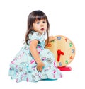 Pretty little girl with clock Royalty Free Stock Photo