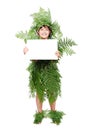 Pretty little girl dressed in green plant leafs ad Royalty Free Stock Photo