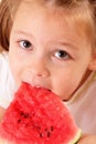 Pretty little girl eating watermelon Royalty Free Stock Photo