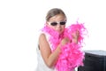 A pretty little girl with a pink feather boa Royalty Free Stock Photo