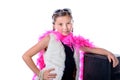 A pretty little girl with a pink feather boa Royalty Free Stock Photo