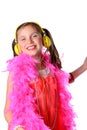 A pretty little girl with a pink feather boa Royalty Free Stock Photo