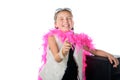 A pretty little girl with a pink feather boa Royalty Free Stock Photo