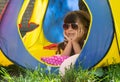 Pretty little girl ready for summer, vacation, travel concept. Kid girl wearing sunglasses Royalty Free Stock Photo