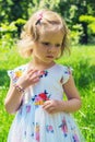 Pretty little girl walking in the Park. Royalty Free Stock Photo