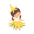 Pretty Little Girl Wearing Yellow Lily Flower Costume, Adorable Kid in Carnival Clothes Vector Illustration Royalty Free Stock Photo
