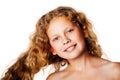 Pretty little girl with windy hair. Fashion photo Royalty Free Stock Photo