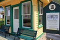Pretty little restored train or trolley station waiting area, Seashore Trolley Museum, Kennebunkport, Maine, 2016