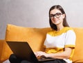 Young Brunette Girl Using Laptop Royalty Free Stock Photo