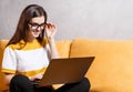 Young Brunette Girl Using Laptop Royalty Free Stock Photo