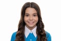 pretty look of young girl. portrait of happy child isolate on white background.