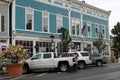 Busy downtown area with shops and restaurants catering to visitors, Manchester, Vermont, summer, 2021