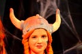 Pretty masquerade viking helmet horns girl