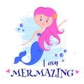 Pretty mermaid. Vector illustration