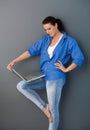 Pretty mid-adult woman with laptop Royalty Free Stock Photo