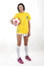 Pretty model fan for brazilian world cup Royalty Free Stock Photo