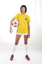 Pretty model fan for brazilian world cup Royalty Free Stock Photo