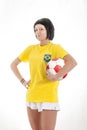 Pretty model soccer fan in the studio Royalty Free Stock Photo