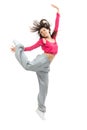 Pretty modern slim hip-hop style teenage girl jumping dancing Royalty Free Stock Photo