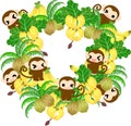 Pretty Monkeys -Wreath of banana and coconut-